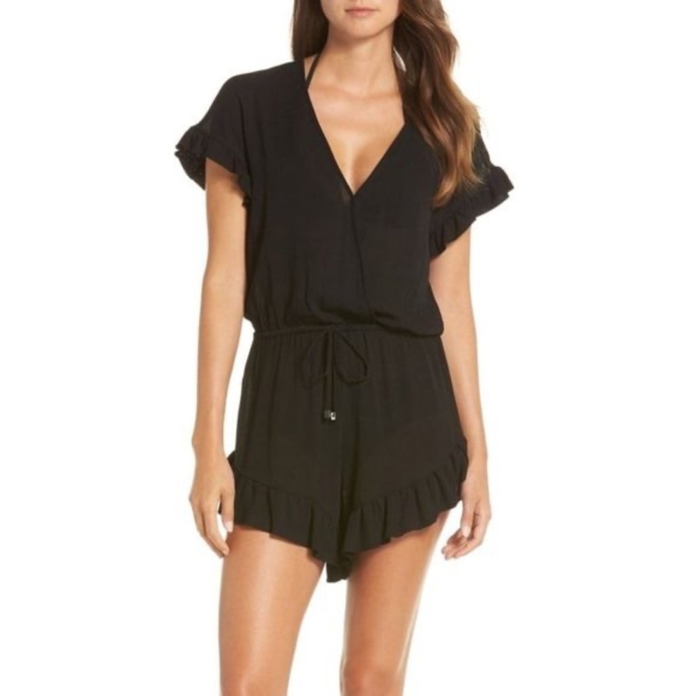 Elan Ruffle Sleeve Cover-Up Romper